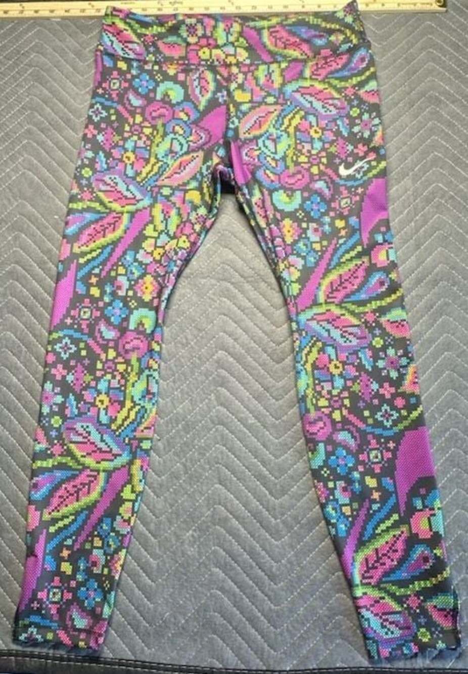 Nike Multicolor Floral Pixel Print Leggings - Pink, Green, Blue, Yellow